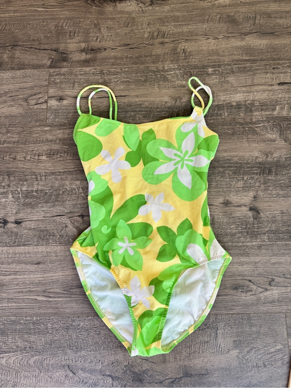 Jantzen Vintage Yellow and Green Swimsuit with Floral Pattern